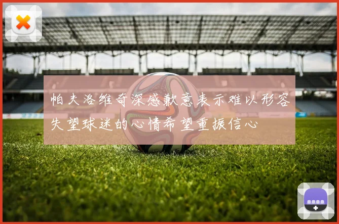 帕夫洛维奇深感歉意表示难以形容失望球迷的心情希望重振信心